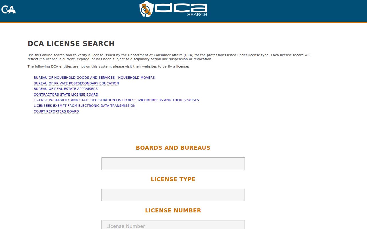 West Sacramento resident lookup reference to California professional license search