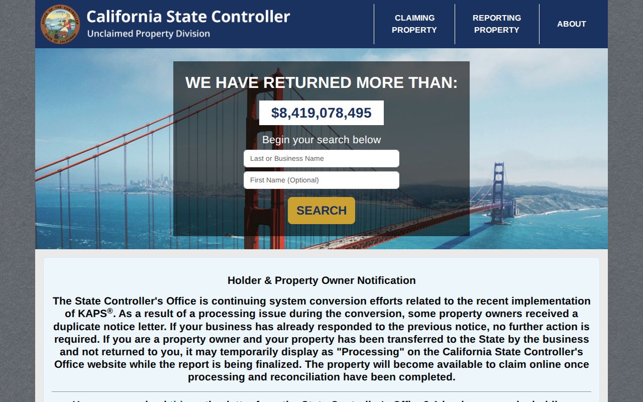 West Sacramento ZIP code directory reference to California unclaimed property search